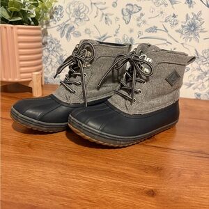 Sperry Bowline Grey Navy Rain Duck Boots Youth Size 1